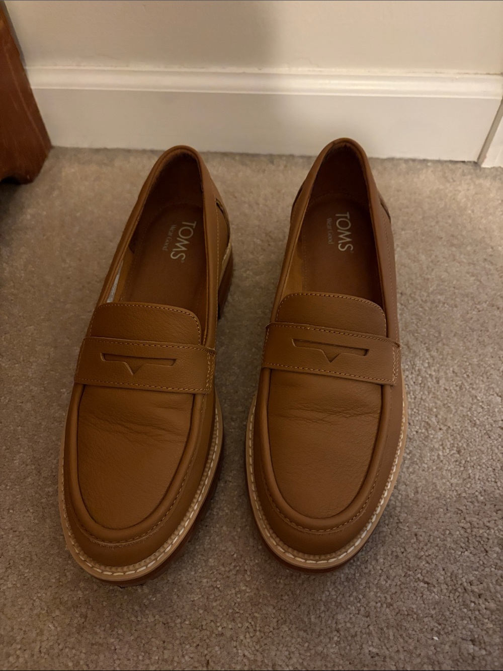 Toms Women's Leather Penny Loafers in Tan